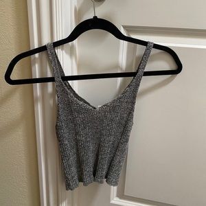 Grey Ribbed Knit Tank
